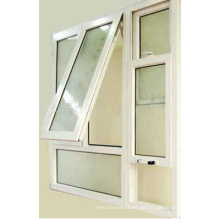 Ventana abatible de vidrio inclinable con giro abatible de PVC / UPVC